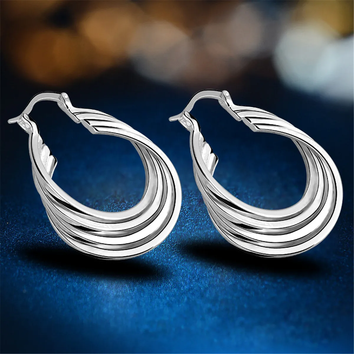 Женские серьги с серебряным покрытием четыре линии|earrings turquoise|earrings imitationearrings flat |