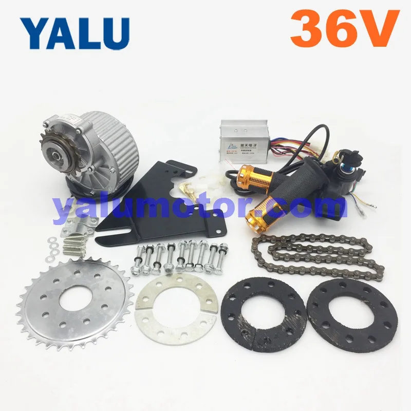 YALU, 24 В, 450 Вт, сделай сам, левая сторона, для электровелосипеда, комплект для преобразования мотора MY1018, UNITEMOTOR, электродвигатель для электрического велосипеда, комбинированный комплект с дроссельной заслонкой - Цвет: 36V Twist Throttle