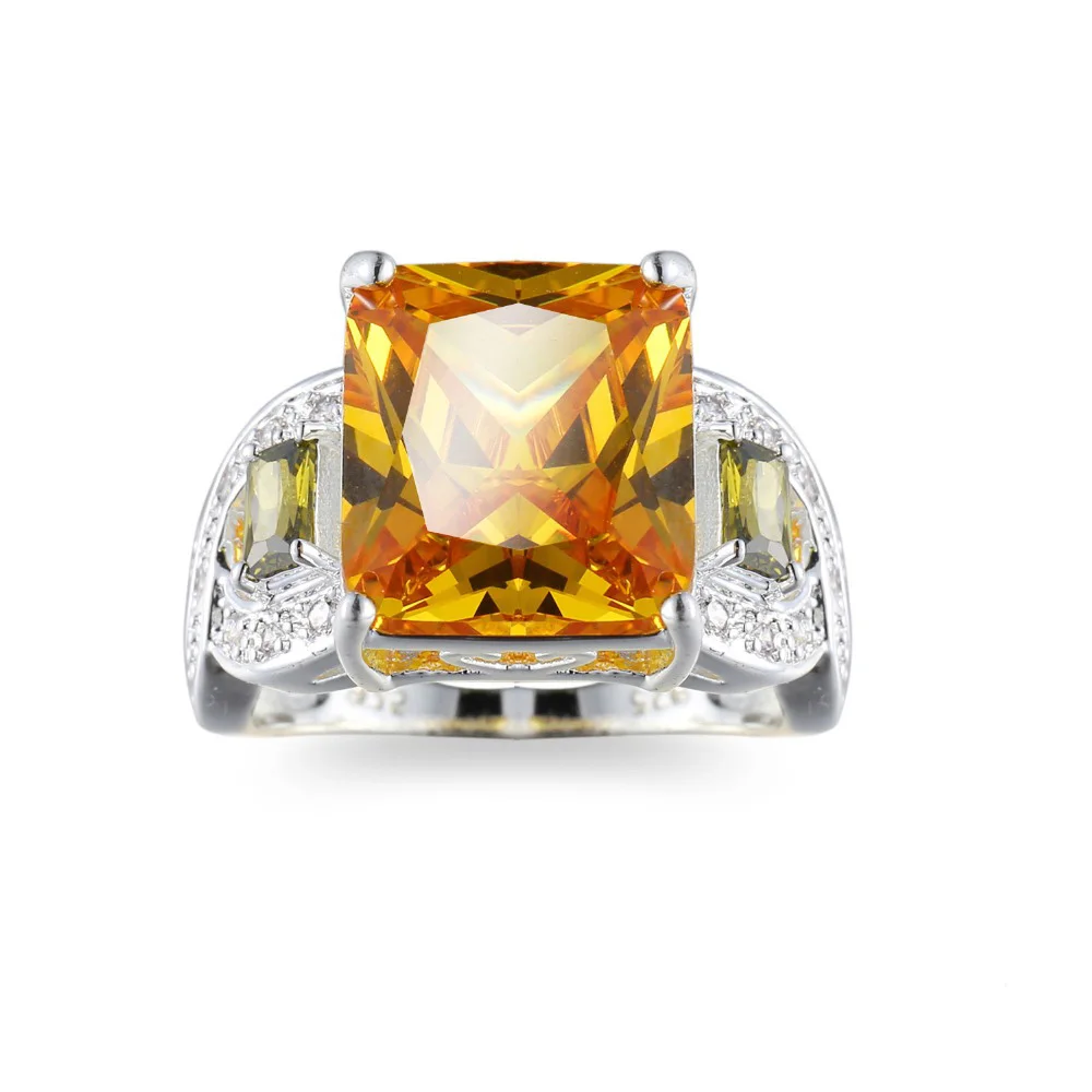 

Женское кольцо из серебра 925 пробы, с желтым кристаллом CZ AAA +, с кубическим цирконием, на палец, ювелирные украшения из 2021 пластины