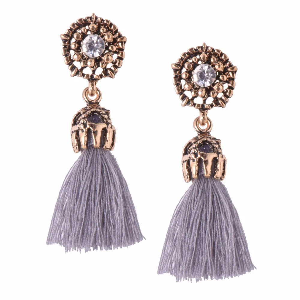 Роскошные в виде капли горного хрусталя Синие кисточки из бисера висячие серьги