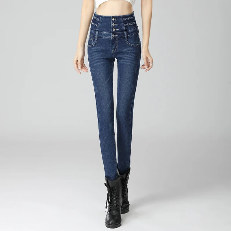 Super Warm Thick Pencil Jeans Pants For 2018 Women Winter Soft Fleece High Waist Denim Trousers Female Slim Narrow pants |