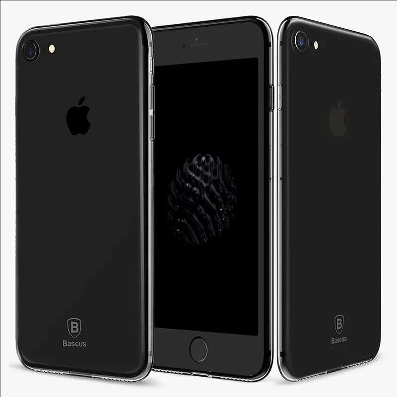 Transparent Black Baseus Прозрачный чехол для iPhone 7 8 Plus, мягкий силиконовый чехол из ТПУ для iPhone 7 7 Plus, Ультратонкий чехол для iPhone 8 8 Plus - Цвет: Transparent Black
