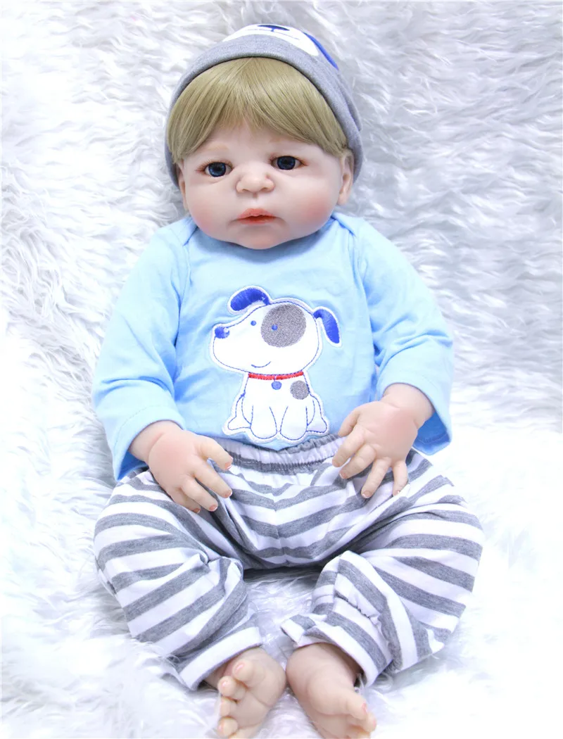 Кукла новорожденная силиконовая 55 см с голубыми глазами|full body silicone reborns|bebe reborndolls