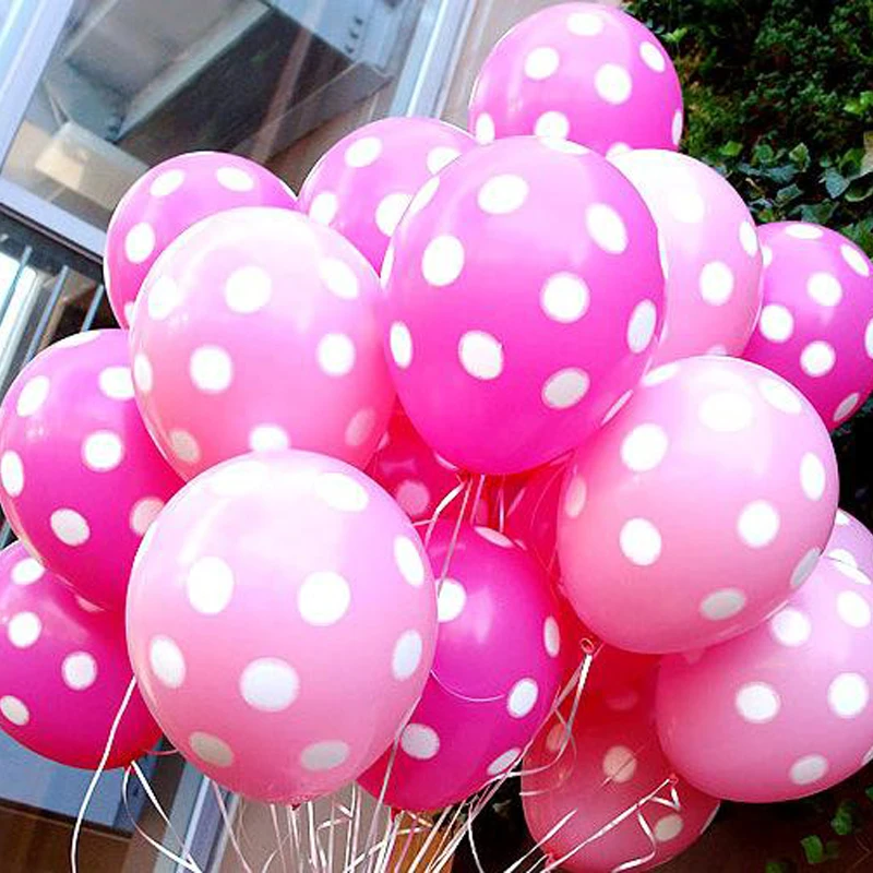 100 шт. красные розовые белые латексные воздушные шары в горошек с волнистыми