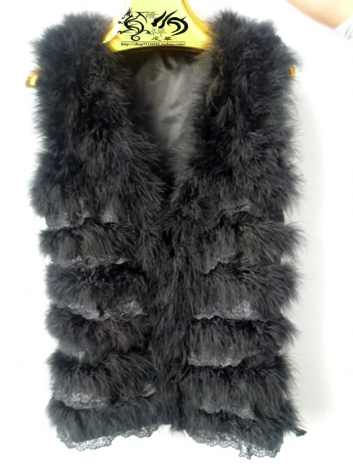 Женский зимний 100% натуральные перья страуса турецкое перо меховой жилет без