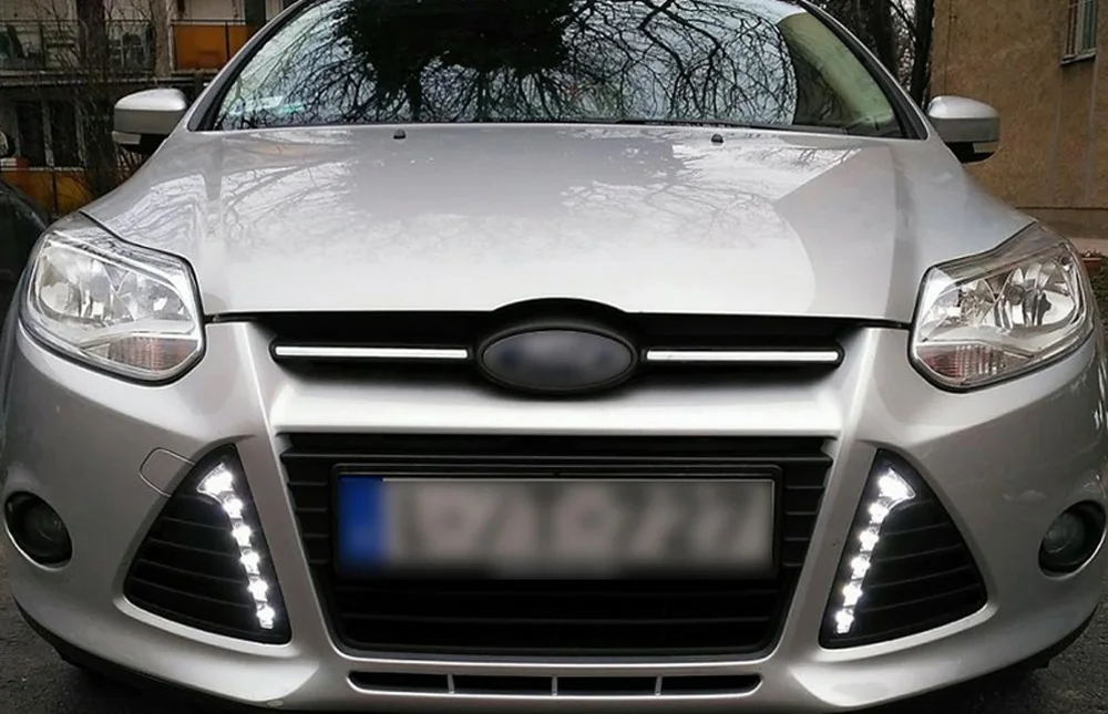 2 шт. светодиодный светильник дневного света для Ford Focus 2012- функция автоматического отключения 12 В автомобиль DRL противотуманная фара желтый белый указатель поворота лампа
