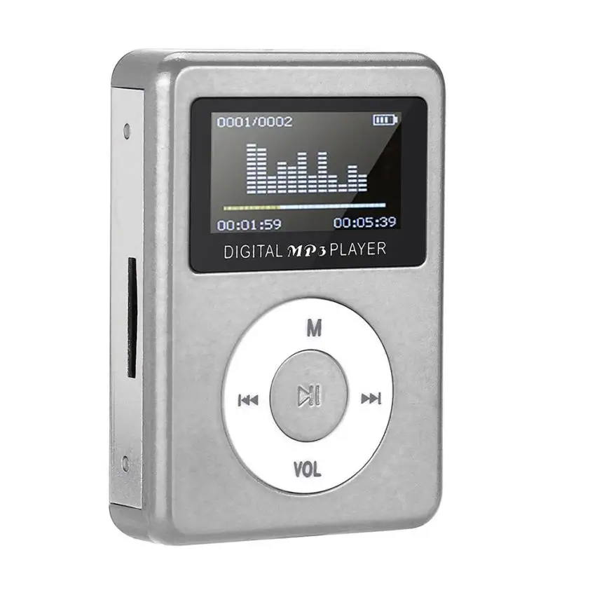 Серебристый New2018 стиль USB мини MP3-плеер ЖК-экран Поддержка 32 ГБ Micro SD TF карта walkman MP3-плеер мини MP3 moduledrop шоппинг - Цвет: Серебристый