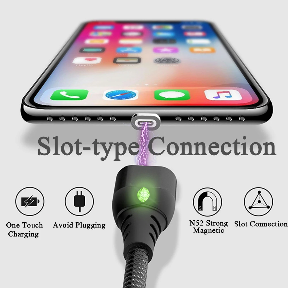 Магнитный Micro USB кабель Rovtop для iPhone Samsung Type-C зарядный магнит зарядное устройство