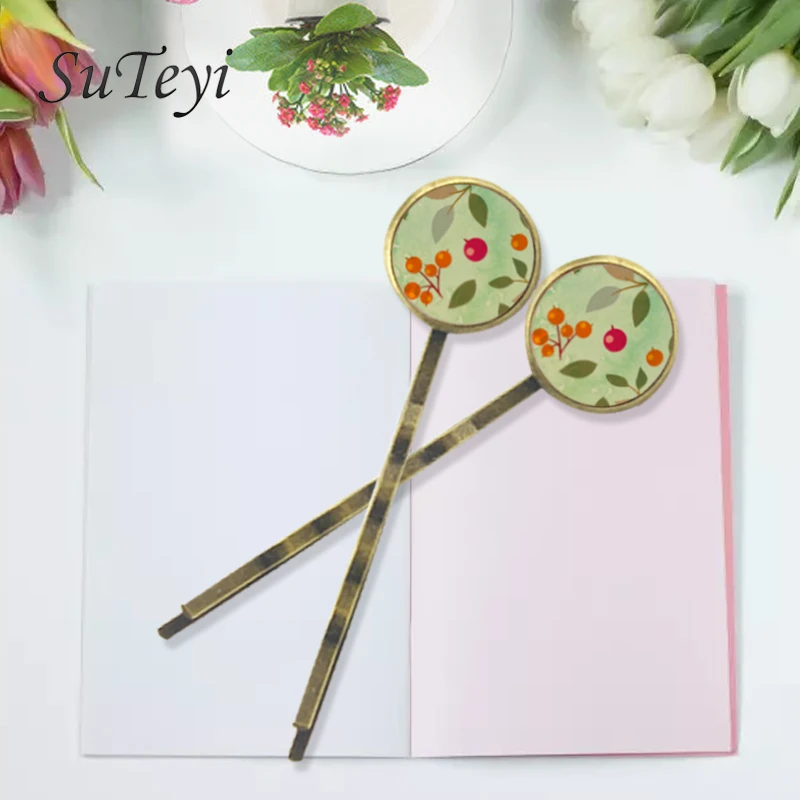 Женский зажим SUTEYI Bornze, банты смешанного дизайна, стеклянный кабошон, аксессуары для волос для девочек, Винтажные заколки-невидимки