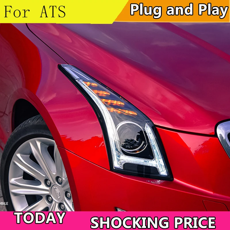 Автомобильный Стайлинг для Cadillac ATS светодиодные фары- для ATS светодиодный светодиодные DRL головной свет аксессуары hid комплект светодиодный указатель поворота