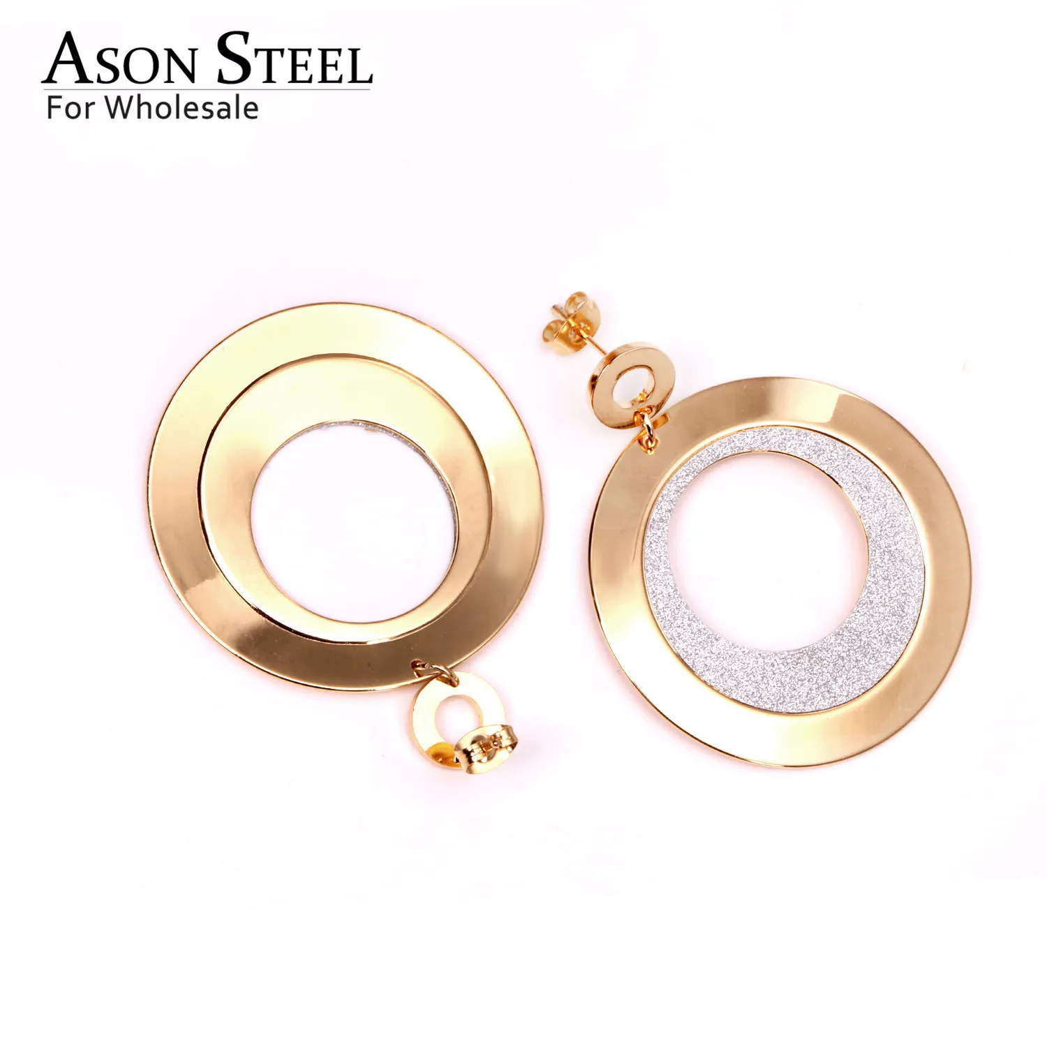ASONSTEEL Gold Earrings Stainless Steel Hollow Out Round Dangle Collier 2019 New Trendy Accessories Brinco Party | Украшения и