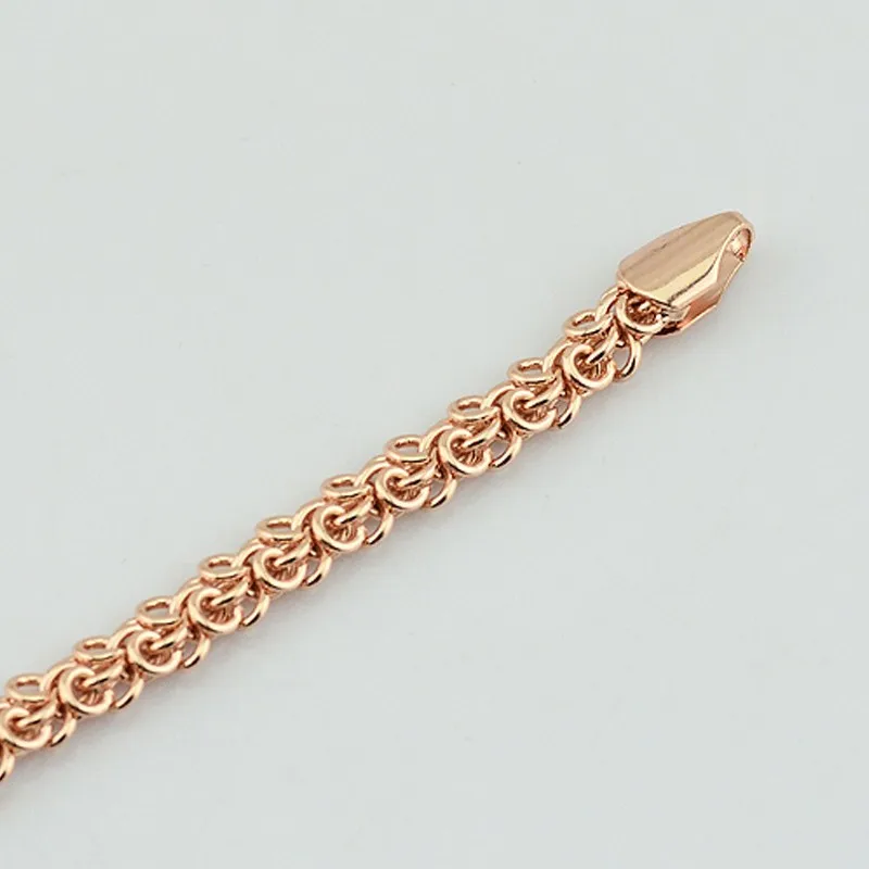 Браслет-цепочка цвета розового желтого и белого золота 18/20/22 см 5 мм | Украшения