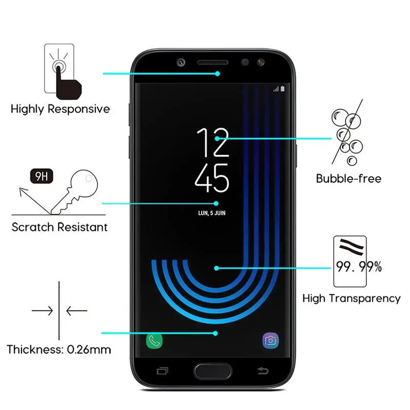 2 шт закаленное стекло для Samsung Galaxy J7 2017 ЕС Версия Защита экрана J730 J730F полное