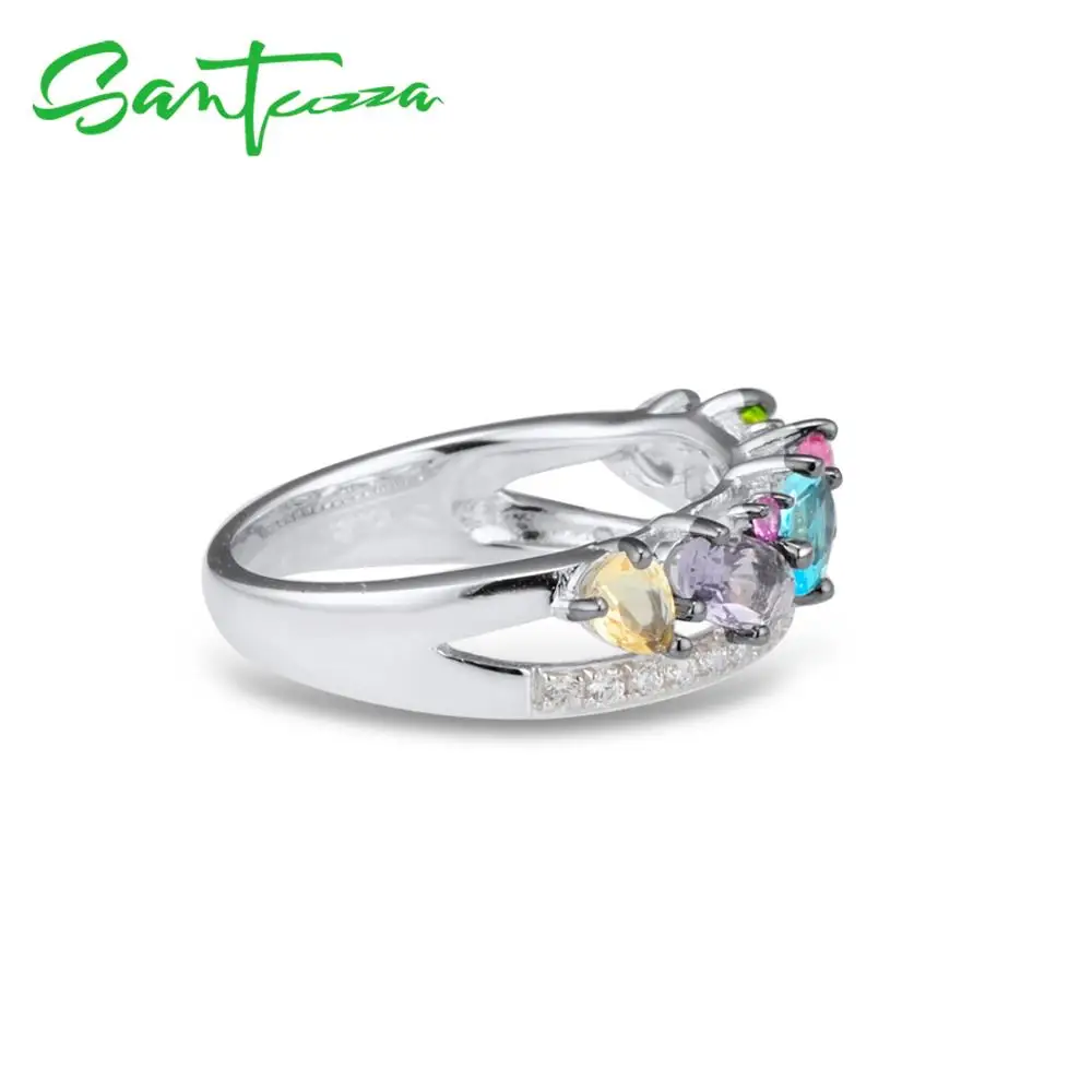 Женское серебряное кольцо SANTUZZA из серебра 925 пробы с разноцветными камнями и