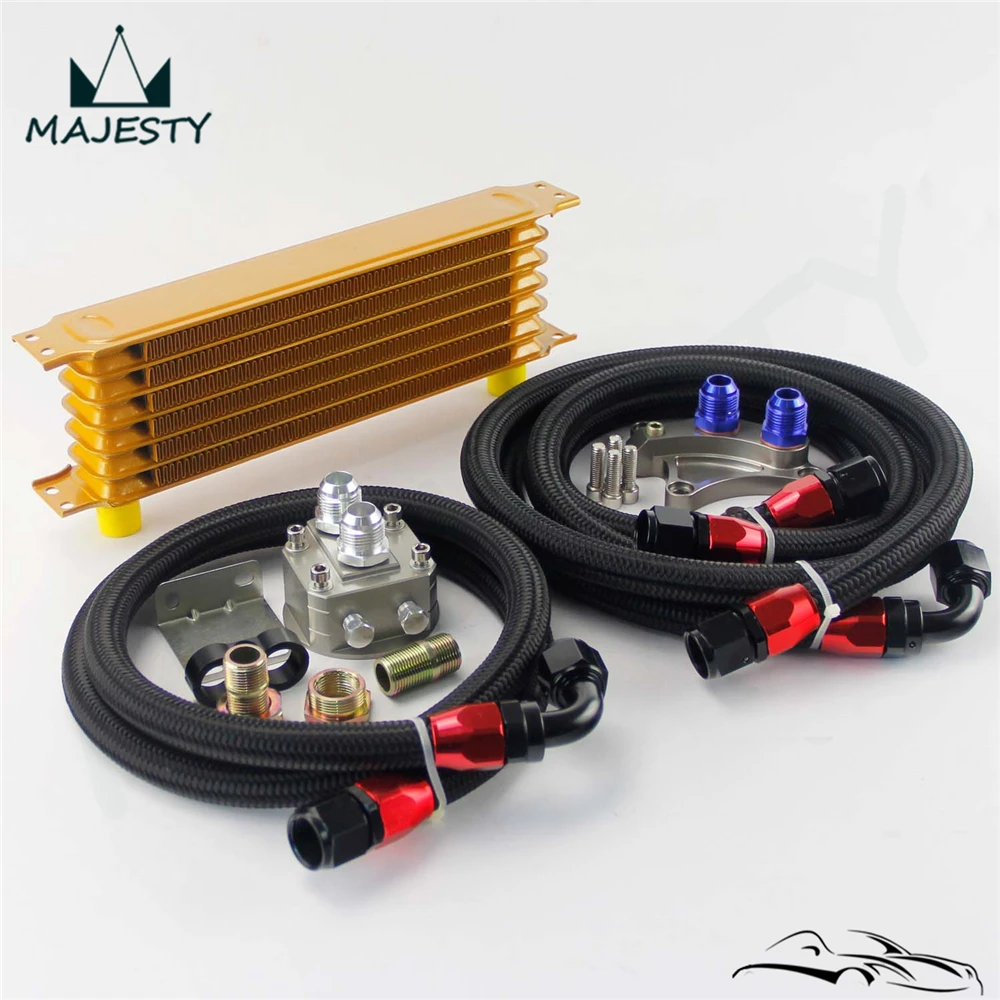 7 ряд 262 мм масляный радиатор комплект для Silvia S13 S14 S15 180SX 200SX 240SX SR20DET черный/золотой|