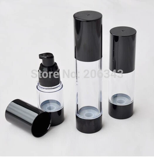 30ml airless pump bottle or lotion bottle or essence bottle with black lid/pump/bottom and transparent body