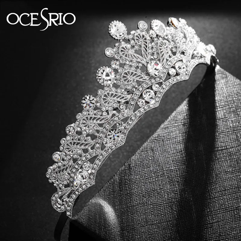 OCESRIO Роскошная свадебная корона Серебряное сердце горный хрусталь критальная