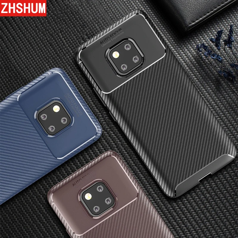 Роскошный чехол для huawei Коврики 20 Pro Lite мягкий силиконовый бампер из углеродного