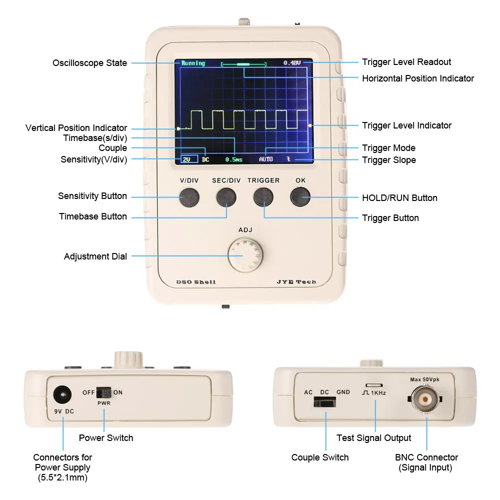 Ручной Карманный цифровой осциллограф TFT 2 4 дюйма DIY Kit детали с Чехол SMD