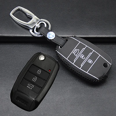 White Кожаный чехол для ключей от автомобиля OkeyTech, брелок для Kia Rio QL Sportage Ceed Cerato Sorento K2 K3 K4 K5, брелок для автомобиля - Название цвета: White