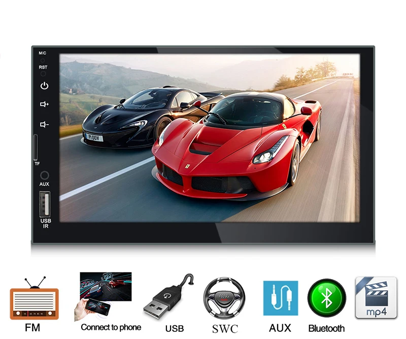 7 дюймовый MP5 Автомобильный плеер с Bluetooth FM MP4 SD USB емкостный экран 800x480 Бесплатная