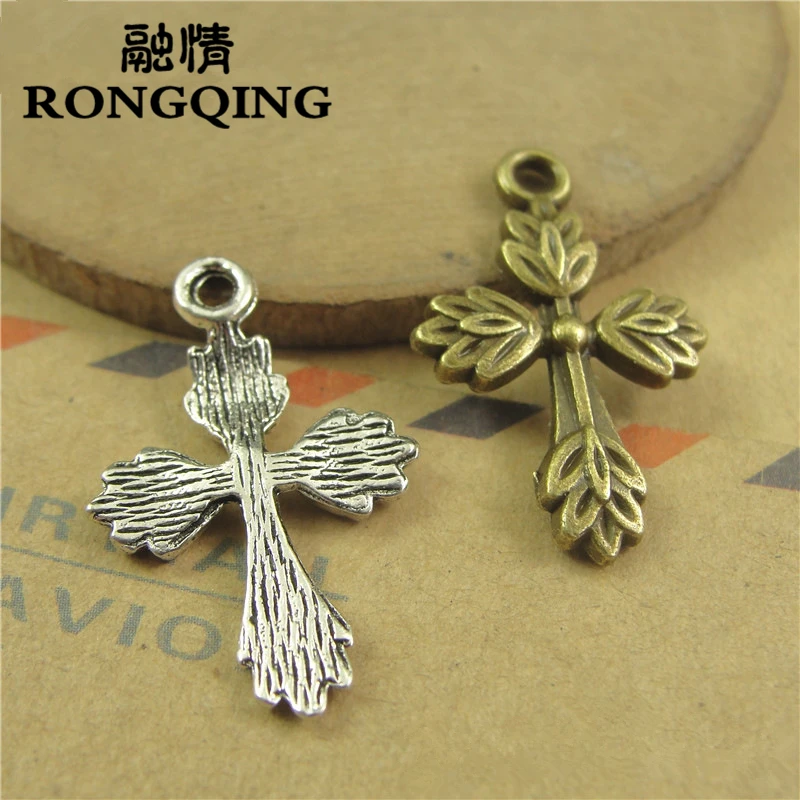 

Подвеска с крестом RONGQING 17*26 мм, 100 шт./лот, ожерелья ручной работы, модные ювелирные украшения, подвески «сделай сам»