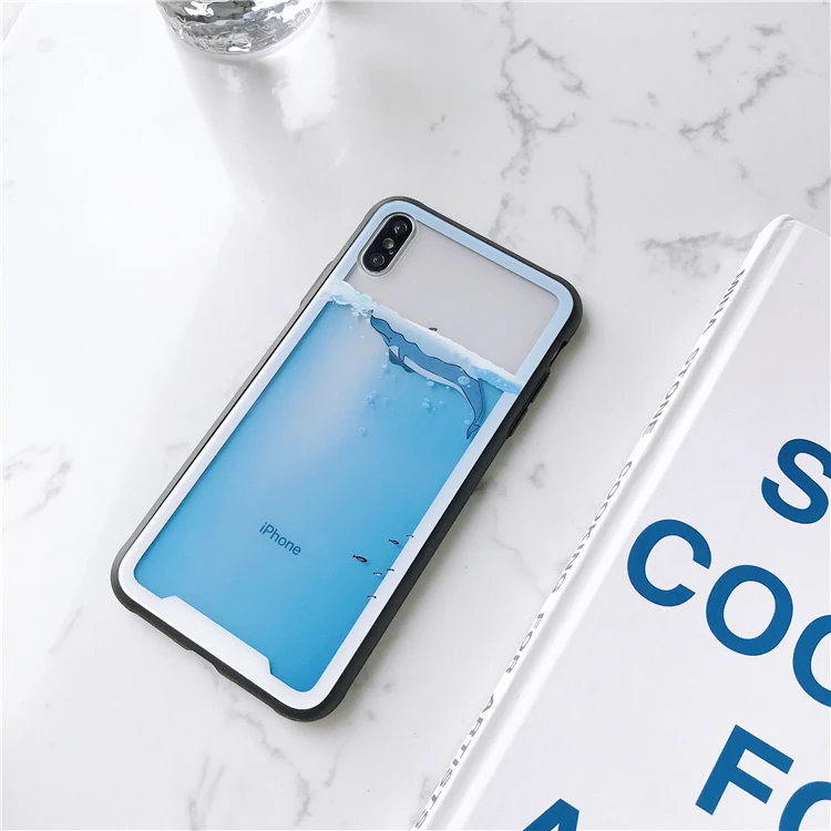 Милый синий кит чехол для телефона для iphone X чехол s для iphone XR XS Max 6 6S 7 8 Plus жесткое стекло прозрачный полный защитный чехол