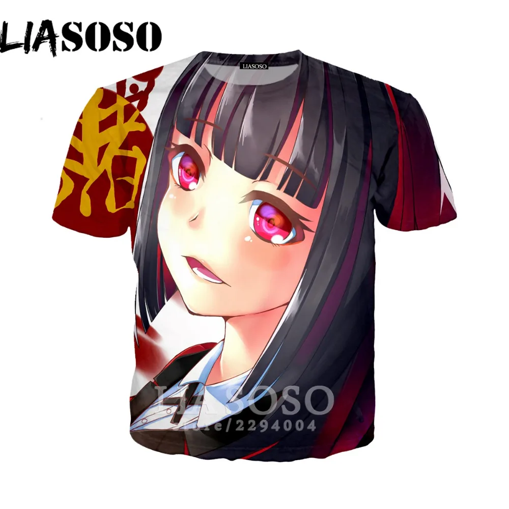 LIASOSO аниме Kakegurui японский 3D печать футболки короткий рукав хип-хоп