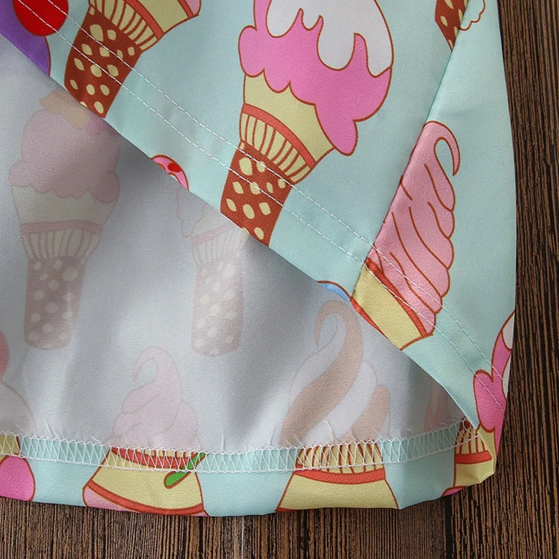 Bear Leader/Детское платье на бретелях Платье с принтом мороженого летний сарафан для