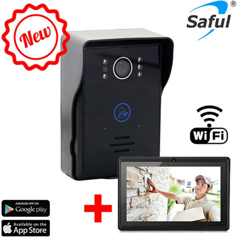 Saful 7 &quotWifi IP видео дверной звонок с камерой разблокировка наружный динамик
