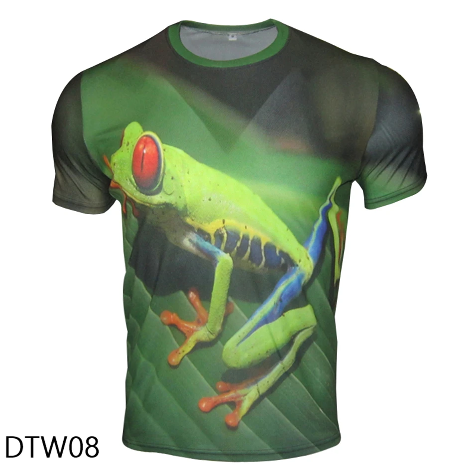 Сжатия футболки печатных майка мужчины 3d смешные Собаки Змея Тигр Лягушка Leopard