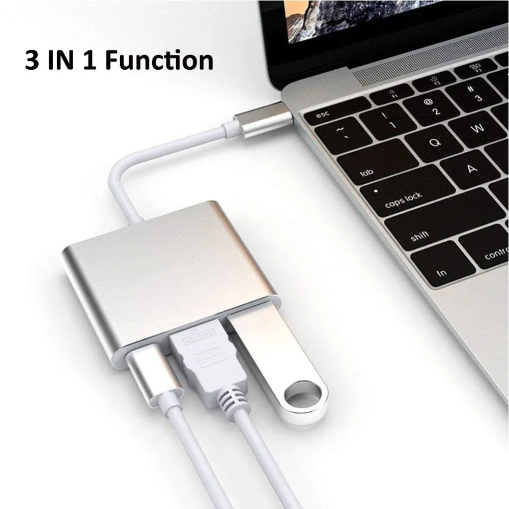 USB C Type c к HDMI совместимый 3 в 1 адаптер конвертер 1080P 4k ТВ цифровой видео Замена док