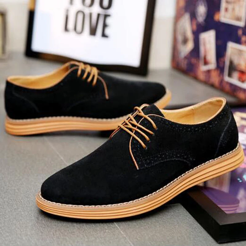 Men Brogue Shoes Plus Size 47 45 Men's Breathable Casual Man Leather Flats Fashion Board | Обувь