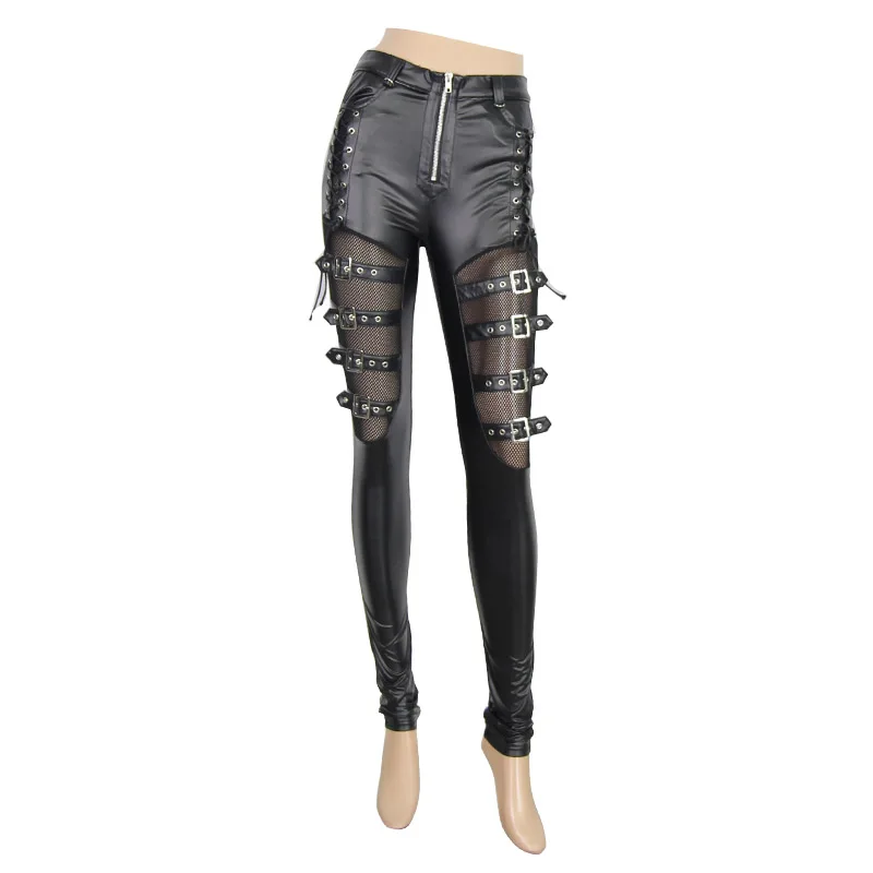 Женские леггинсы до щиколотки из искусственной кожи в стиле панк|women fashion leggings|women