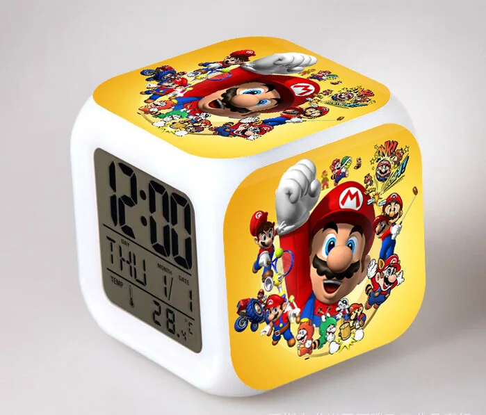 Новинка Куклы Super mario bros цифровая игрушка фигурка термометр детские цифровые часы