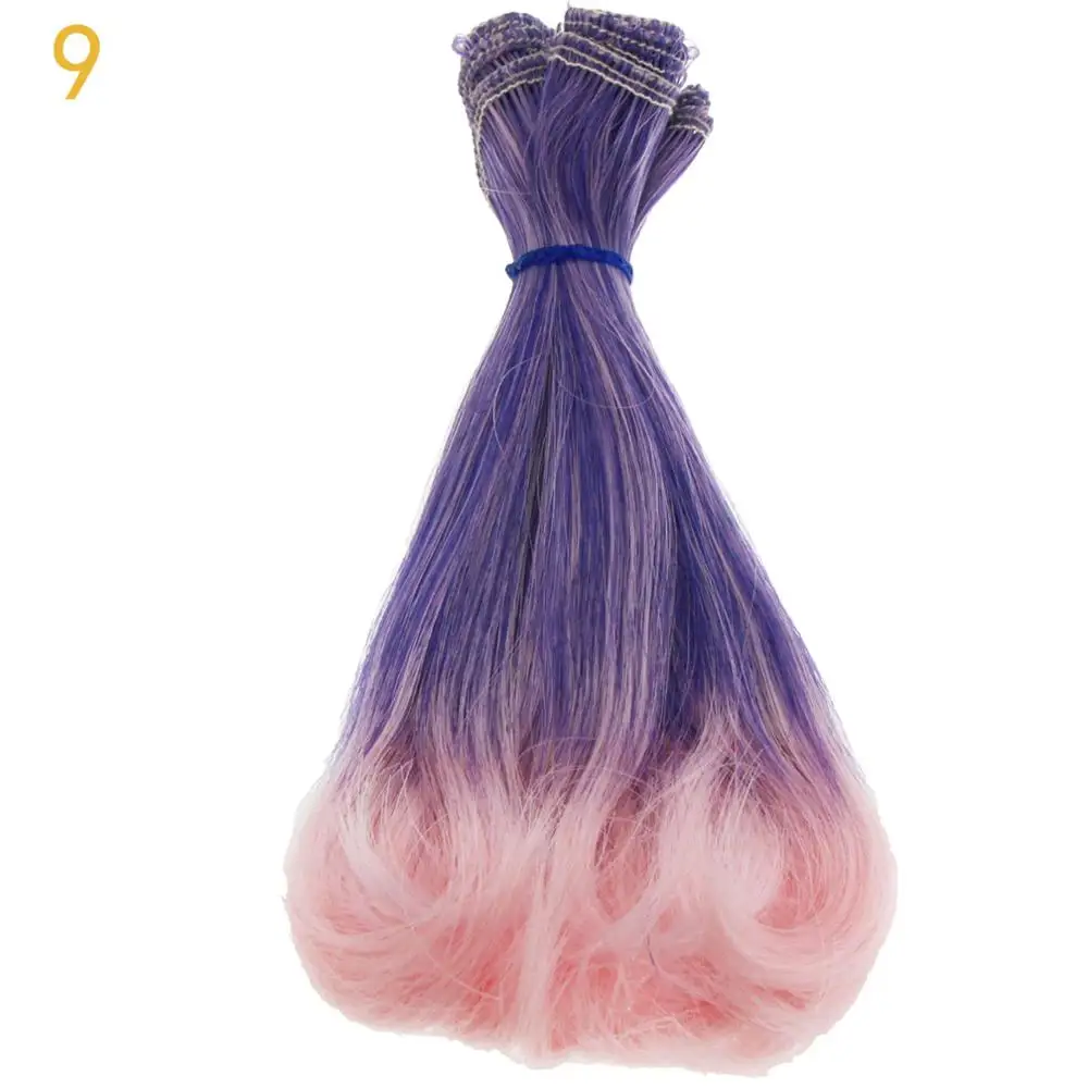 Color 9 1 шт. 15*100 см прямые вьющиеся Боб кукольный парик градиентной стрижкой, DIY аксессуары для SD для Blythe для BJD 1/3 1/4 1/6 1/12 куклы - Цвет: Color 9