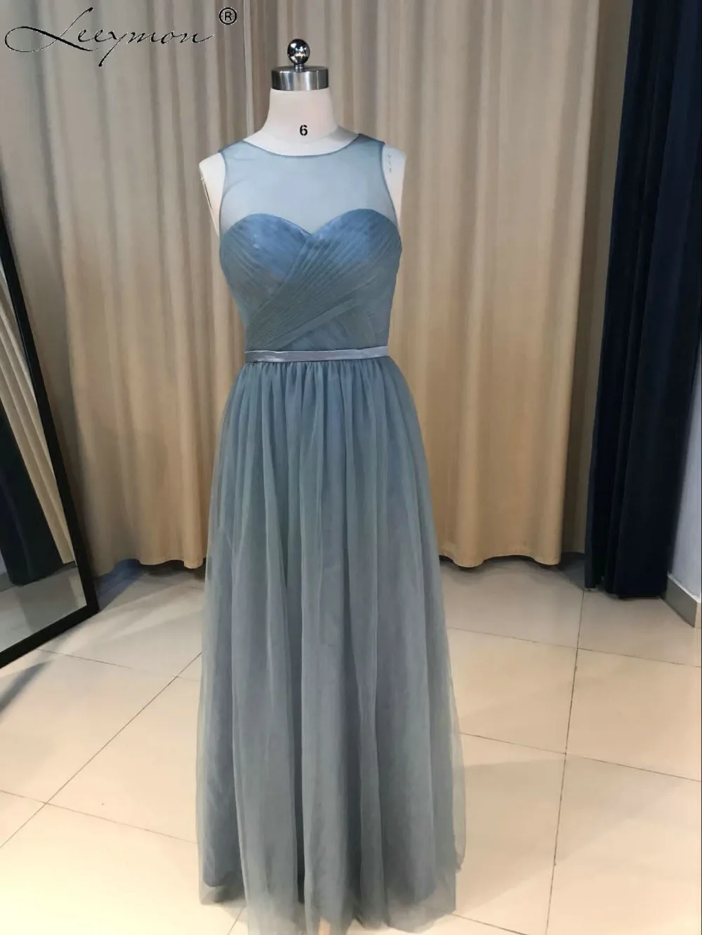 New A-line Dark Gray 3 Styles Halter Tulle Long Bridesmaid Dresses Zipper Back Dress For Ladies Custom Made | Свадьбы и торжества