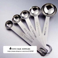 5pcsset square handle stainless steel spoon baking tool measuring set seasoning spoon milk powder spoon