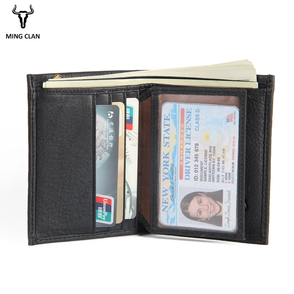 Mingclan Men Short Mini Wallet Casual Genuine Leather Male Wallet Purse Standard Card Holders Wallets For Men Small Photo Pocket