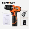 12V Single 1 Battery LOMVUM 12 В дрель инструмент Электрическая дрель шуруповерт 24 в беспроводные дрели 2 литий-ионные батареи Винт роторный инструмент сверление - Цвет: 12V Single 1 Battery