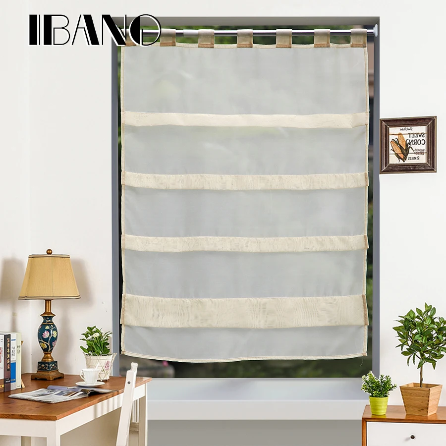 

Roman Curtains Shade Solid Colors Korea Style Tie Up Window Curtain Kitchen Curtain Voile Sheer Window Curtains Cortinas