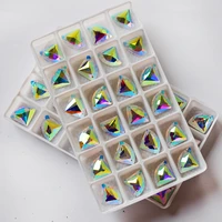 ctpa3bi fan shape crystal ab rhinestones with 2 holes flatback sewingfabric garment strass diy needlework glass beads diamond