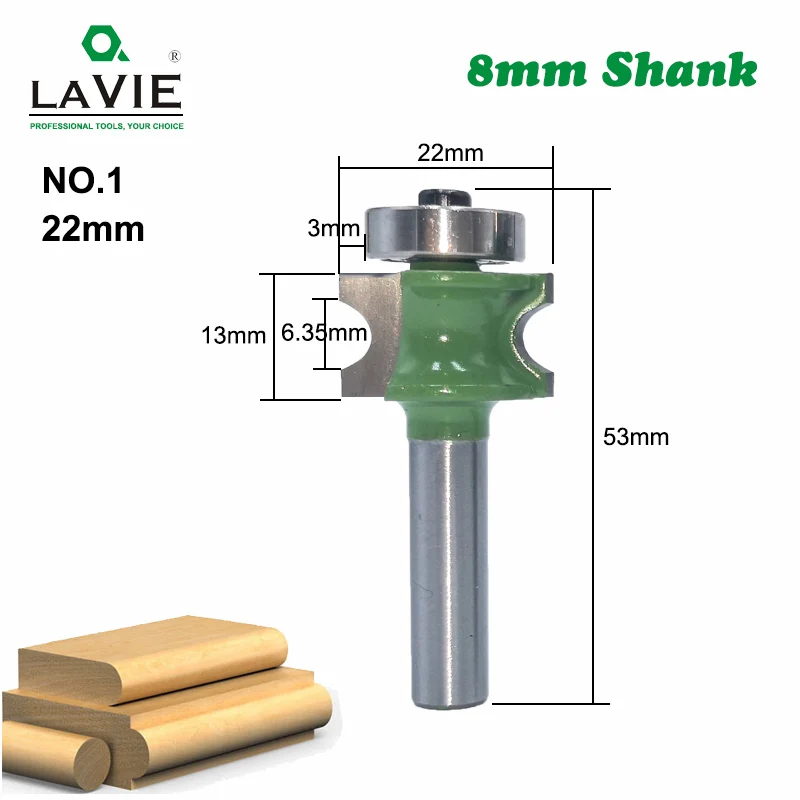 LA VIE 1 шт. 8 мм хвостовик Bullnose полукруглый Бит Endmill фрезы дерево 2 Флейта подшипник, Деревообрабатывающий инструмент Фрезы MC02047