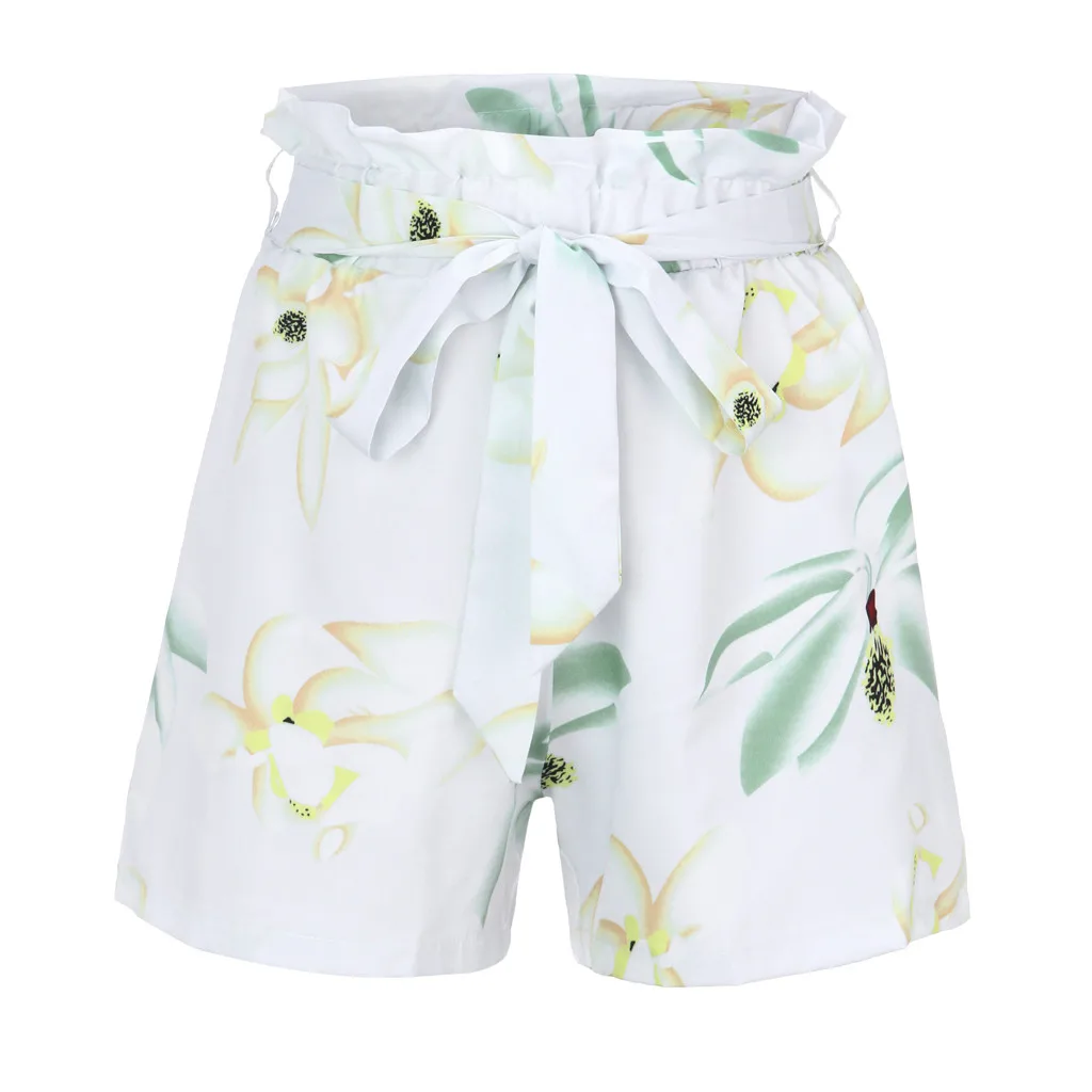 JAYCOSIN Women Clothes Shorts Sexy Plus Size Foral Printed Bow Bandage Shorts Female Elastic Waist Loose Wide Leg Shorts Ladies