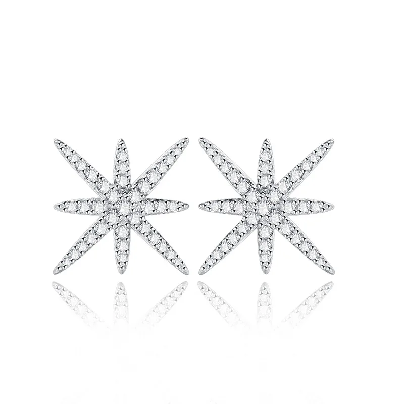 INZATT Boho изысканные серьги гвоздики из циркония в виде снежинки Настоящее серебро