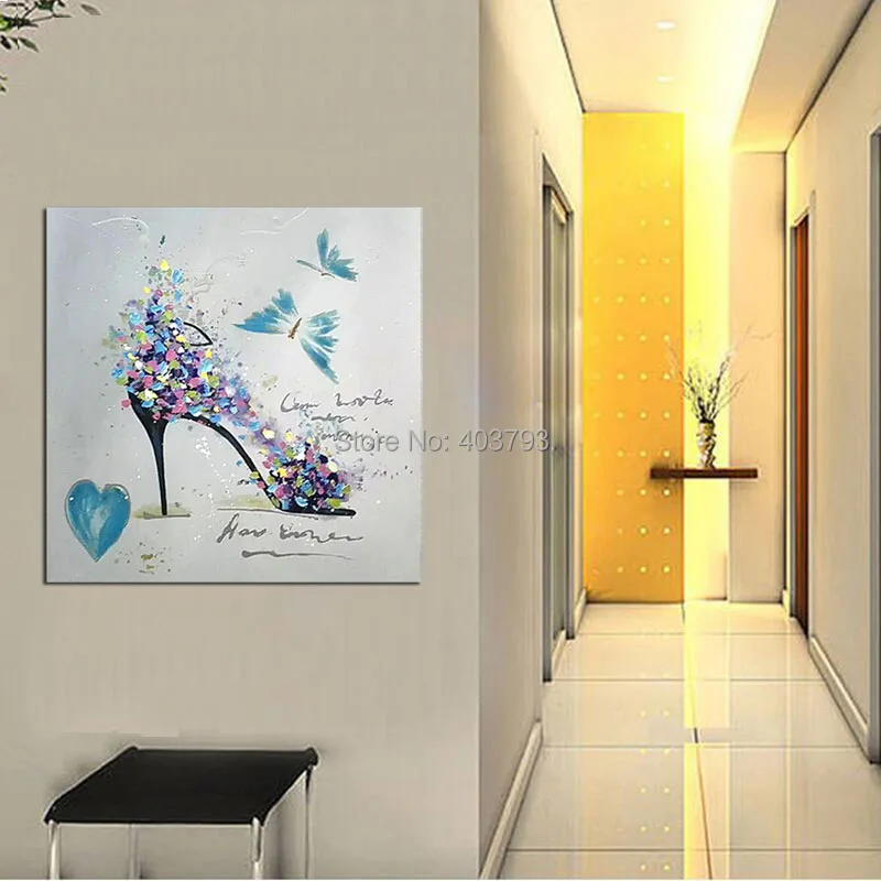 Women Love Modern Hand Painted Oil Painting On Canvas Artwork Abstract Fashion High Heels Wall Pictures For Living Room | Дом и сад