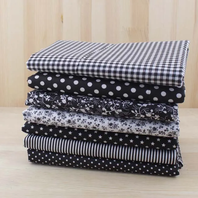 

7Meters/Lot 100% Cotton Black Fabric Thin Plain Printed Cotton Textile Cloth Cotton Fabric Meter for Sewing Patchwork Tissue