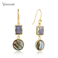 vercret 18k gold 925 sterling silver gem labradorite drop earring jewelry gift for women