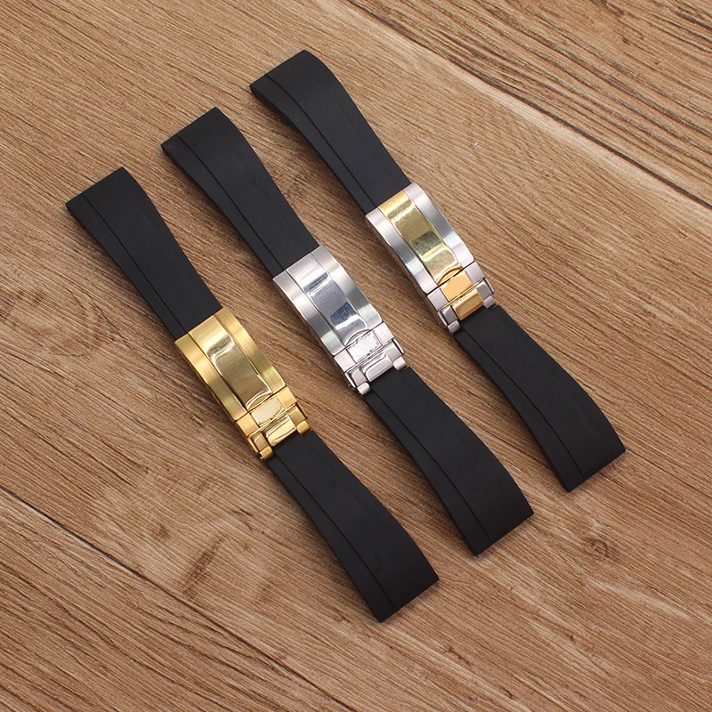 

Watch Accessories 20mm Black Silicone Strap Men's Women's Waterproof Silicone Watch Band