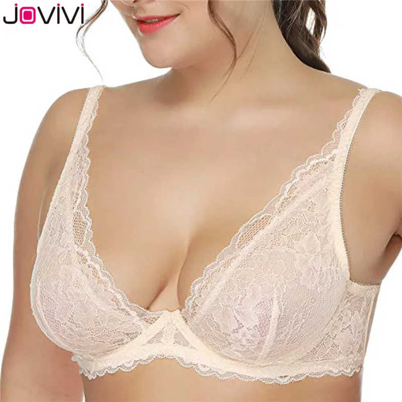 Jovivi, 1 шт., 32A-36DD, женский кружевной сексуальный бюстгальтер, без подкладки, на косточках, балконет, бюстгальтеры, чашка 3/4, черный/белый/телесный, женские летние тонкие бюстгальтеры